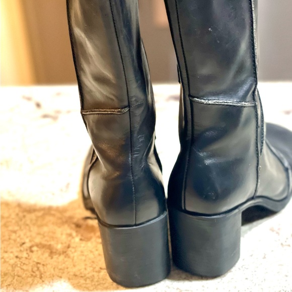 White Mountain Black Chunky Heel 8 1/2 Midi Height Y2K Boots 8.5 Leather Upper - Picture 3 of 7